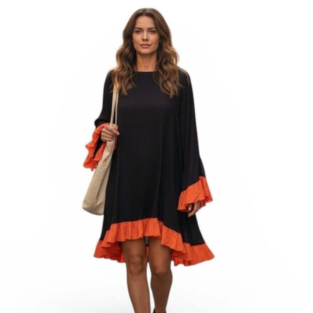 NWT J & M Auburn Cutout Navy And Orange Game day Tunic Size Small
